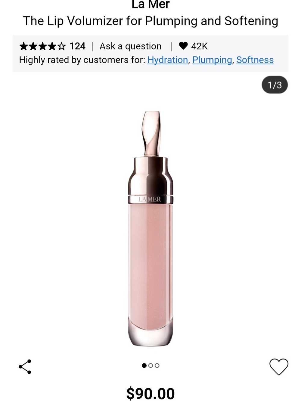 La Mer Lip Volumizer – Sheer Shine - Ultra- sheer soft pink LIKE NEW